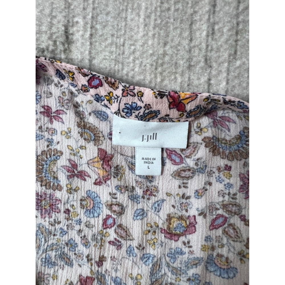 J. Jill Maxi Dress Women Large Pink Floral Paisley Boho Cottagecore Button Front - Picture 6 of 6